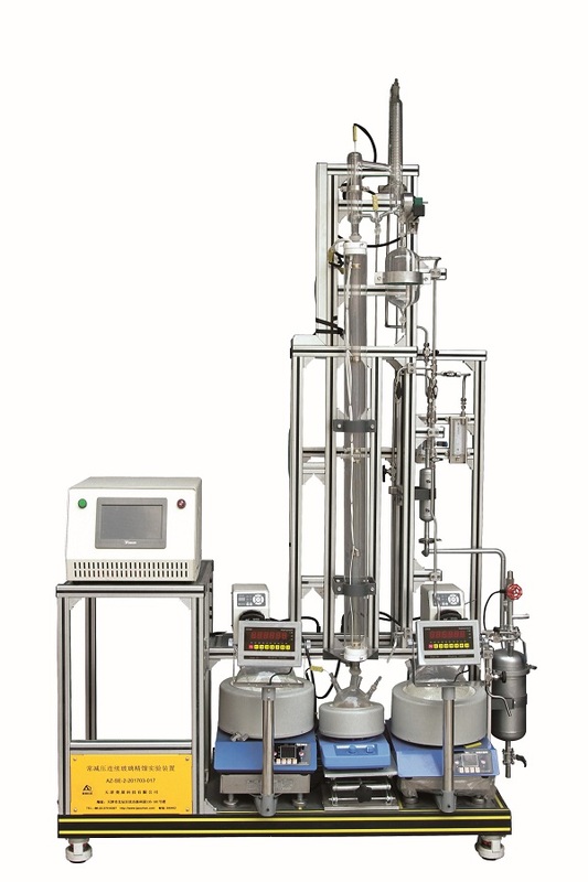 刮膜式 分子蒸餾裝置中有一個內置冷凝器在加熱